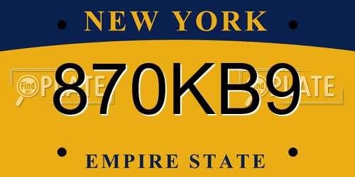 870KB9 New York License Plate