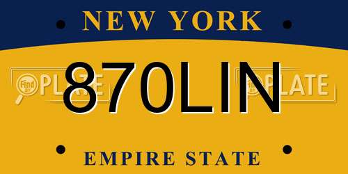 870LIN New York License Plate