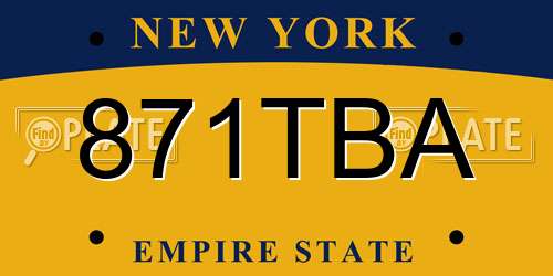 871TBA New York License Plate