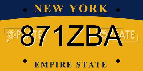 871ZBA New York License Plate