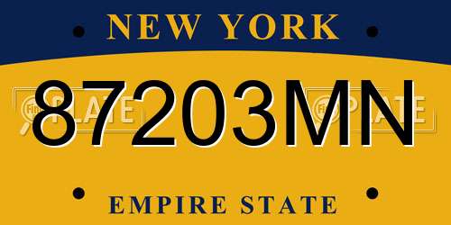 87203MN New York License Plate