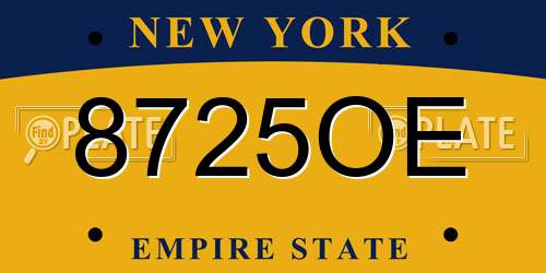8725OE New York License Plate