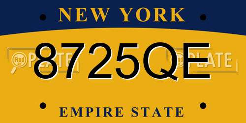 8725QE New York License Plate