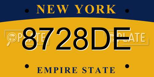 8728DE New York License Plate