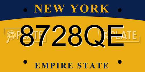 8728QE New York License Plate