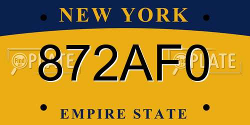 872AF0 New York License Plate
