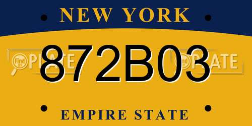872B03 New York License Plate