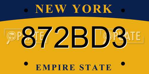 872BD3 New York License Plate