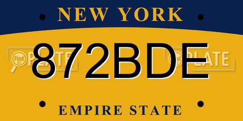 872BDE New York License Plate