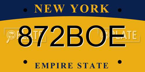 872BOE New York License Plate