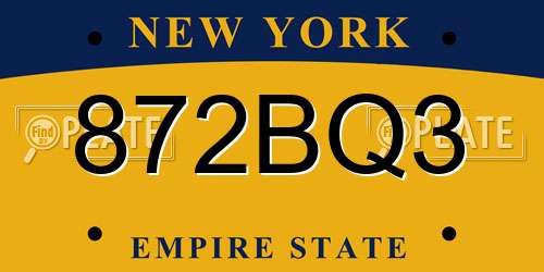 872BQ3 New York License Plate