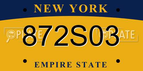 872S03 New York License Plate