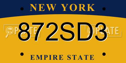 872SD3 New York License Plate