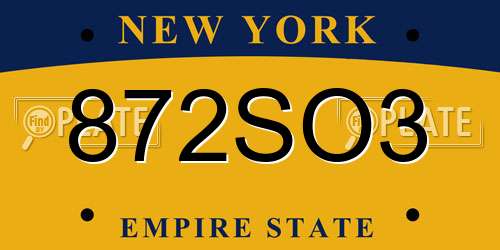 872SO3 New York License Plate