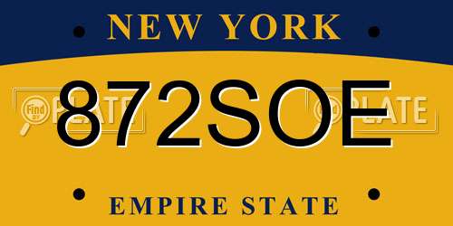 872SOE New York License Plate