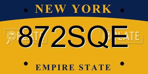 872SQE New York License Plate