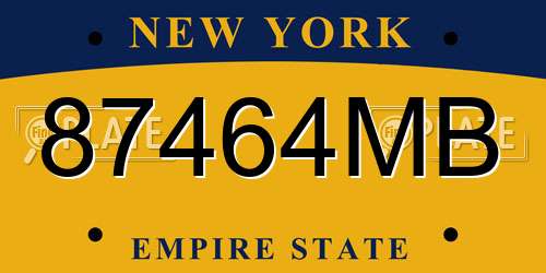 87464MB New York License Plate