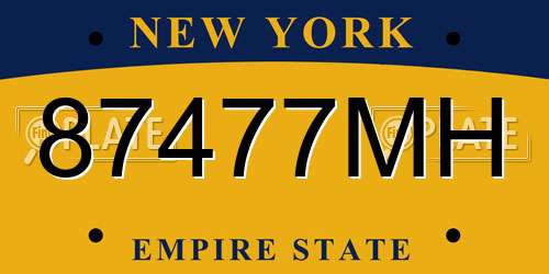 87477MH New York License Plate