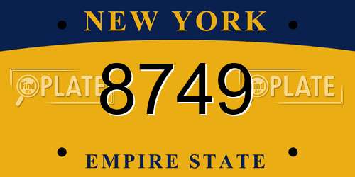 8749 New York License Plate