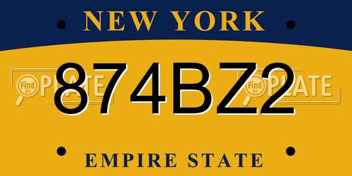874BZ2 New York License Plate