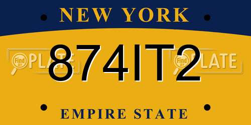 874IT2 New York License Plate