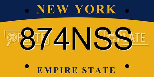 874NSS New York License Plate