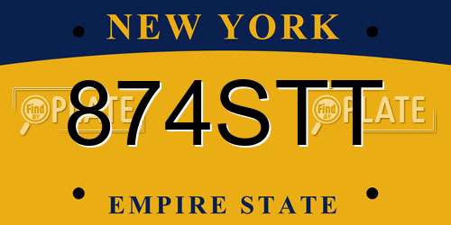 874STT New York License Plate