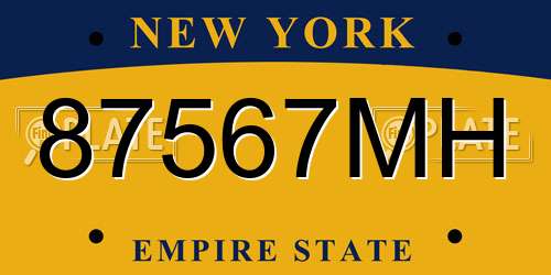 87567MH New York License Plate