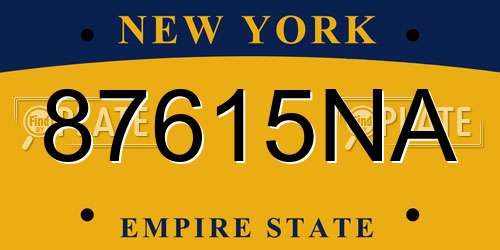 87615NA New York License Plate