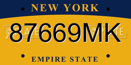87669MK New York License Plate