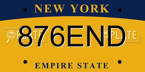 876END New York License Plate