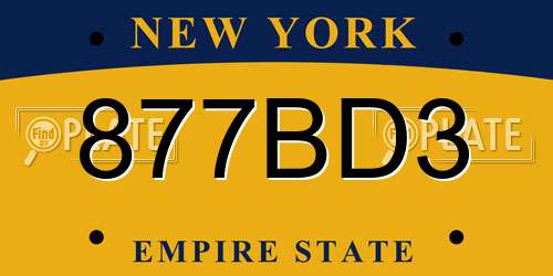 877BD3 New York License Plate