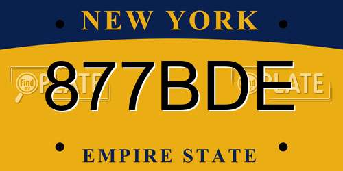 877BDE New York License Plate
