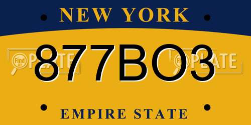 877BO3 New York License Plate