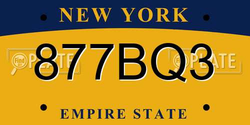 877BQ3 New York License Plate