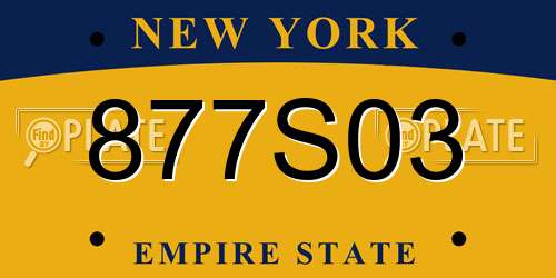 877S03 New York License Plate