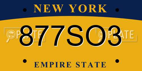 877SO3 New York License Plate