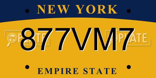 877VM7 New York License Plate