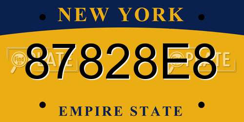87828E8 New York License Plate