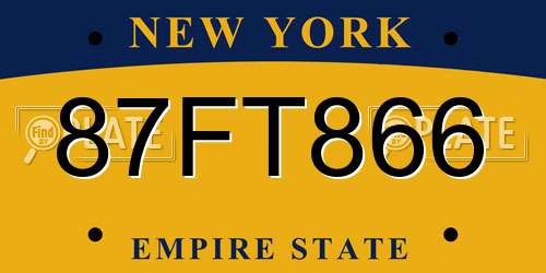 87FT866 New York License Plate