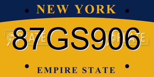 87GS906 New York License Plate