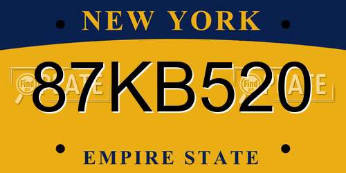 87KB520 New York License Plate