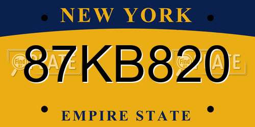 87KB820 New York License Plate