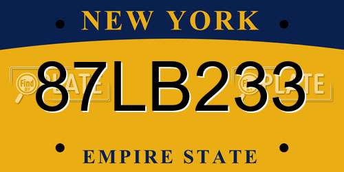 87LB233 New York License Plate