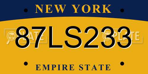 87LS233 New York License Plate