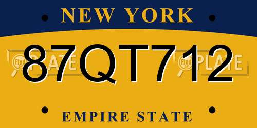 87QT712 New York License Plate