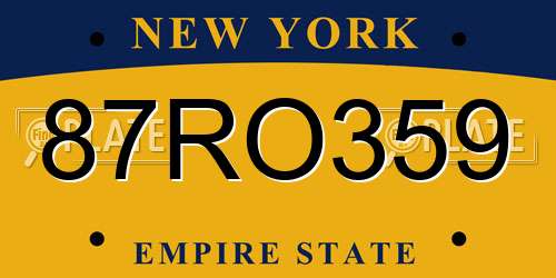 87RO359 New York License Plate