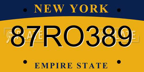 87RO389 New York License Plate