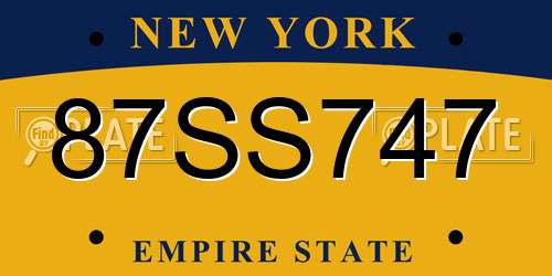 87SS747 New York License Plate