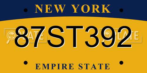 87ST392 New York License Plate